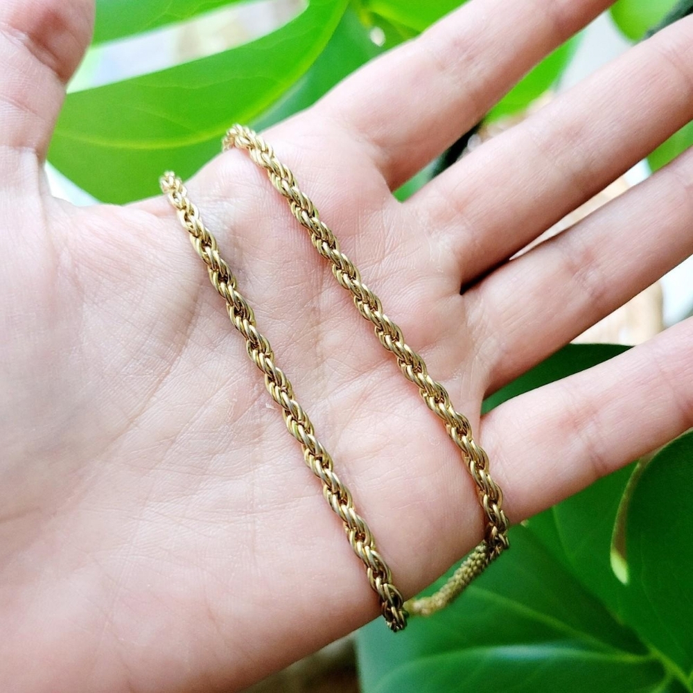 Vintage Classic Simple Gold Rope Necklace Chain - Picture 4 of 5